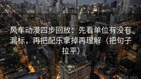 风车动漫四步回放：先看单位有没有漏标，再把配乐拿掉再理解（把句子拉平）