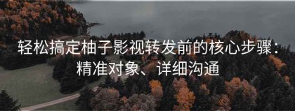 轻松搞定柚子影视转发前的核心步骤：精准对象、详细沟通