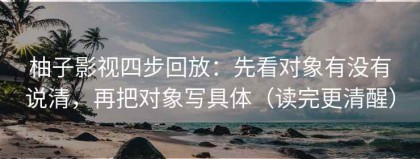 柚子影视四步回放：先看对象有没有说清，再把对象写具体（读完更清醒）