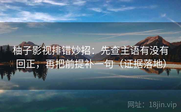 柚子影视排错妙招：先查主语有没有回正，再把前提补一句（证据落地）